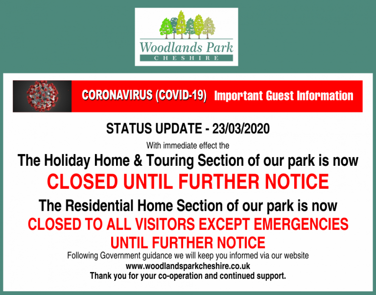 Woodlands COVID-19 TOURING CLOSED 23-03-2020